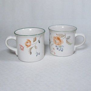 Savoir Vivre Secret Garden Mugs Coffee Cups Dinnerware Replacements Lot of 2